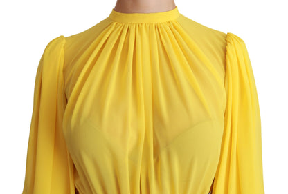 Dolce & Gabbana Silk Pleated A-line Mini Dress in Sunshine Yellow Dolce & Gabbana