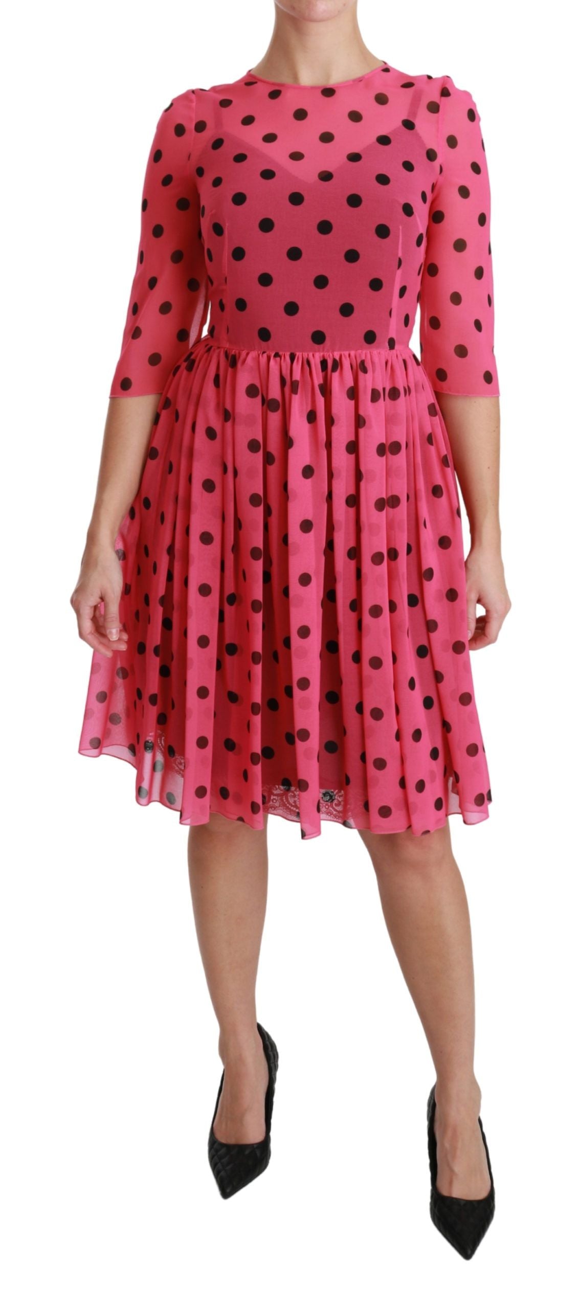 Dolce & Gabbana Elegant Polka Dot A-Line Knee Length Dress Dolce & Gabbana