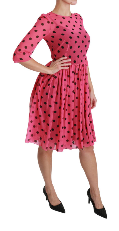 Dolce & Gabbana Elegant Polka Dot A-Line Knee Length Dress Dolce & Gabbana