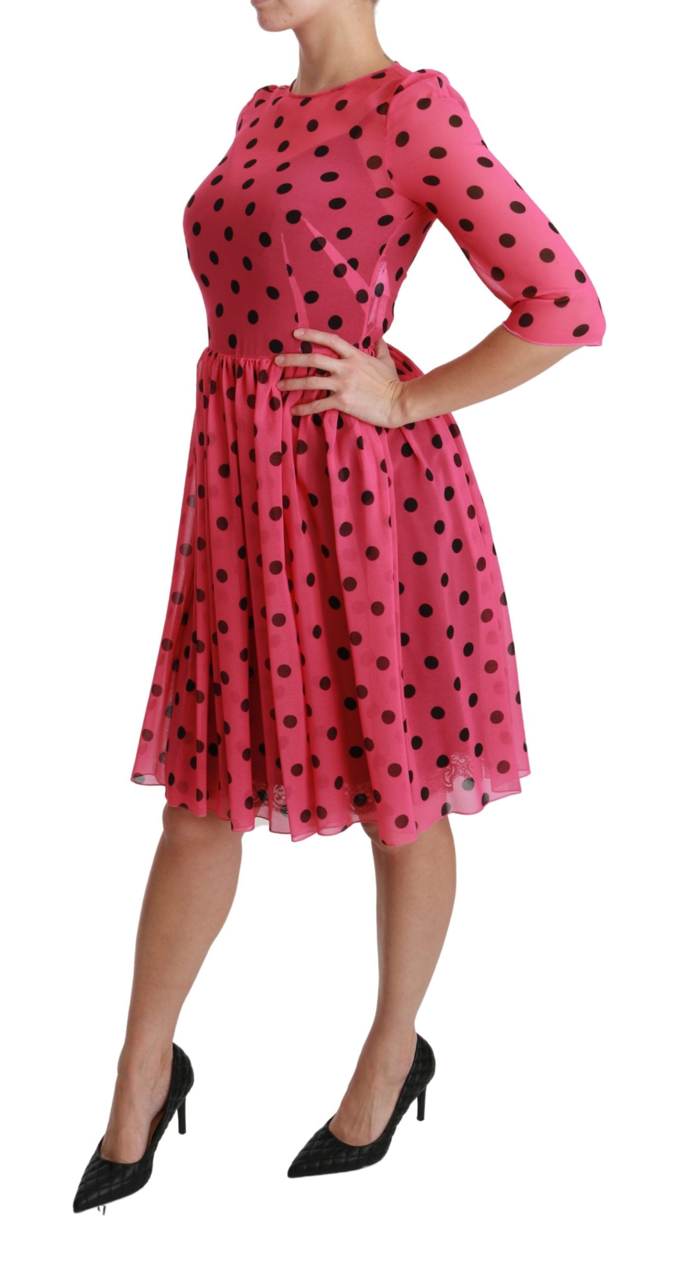 Dolce & Gabbana Elegant Polka Dot A-Line Knee Length Dress Dolce & Gabbana