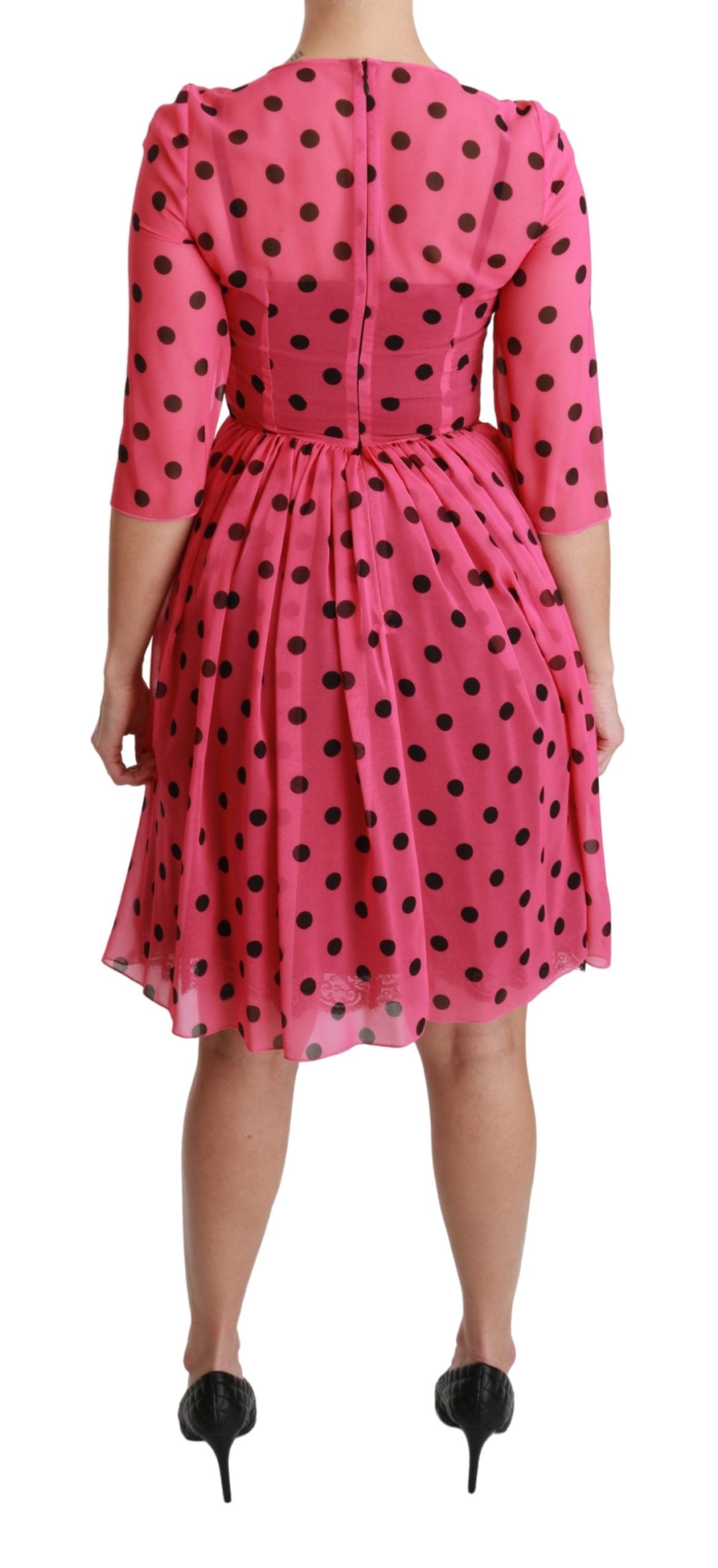 Dolce & Gabbana Elegant Polka Dot A-Line Knee Length Dress Dolce & Gabbana