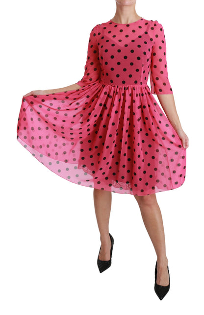 Dolce & Gabbana Elegant Polka Dot A-Line Knee Length Dress Dolce & Gabbana