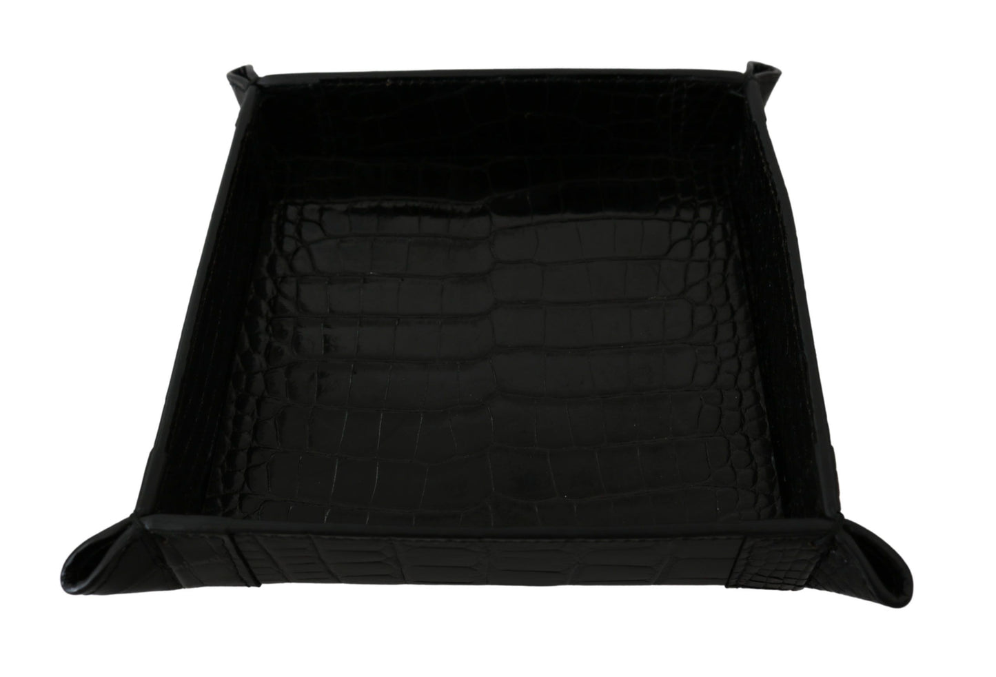 Dolce & Gabbana Elegant Black Exotic Skin Entry Tray Dolce & Gabbana