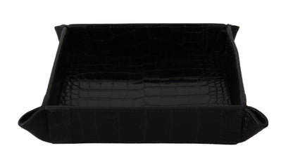 Dolce & Gabbana Elegant Black Exotic Skin Entry Tray Dolce & Gabbana