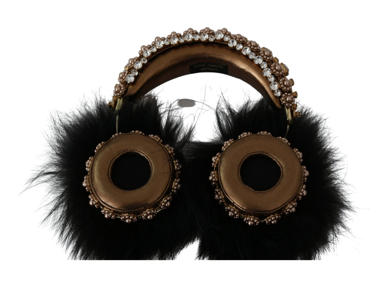 Dolce & Gabbana Gold Black Crystal Embellished Headphones Dolce & Gabbana