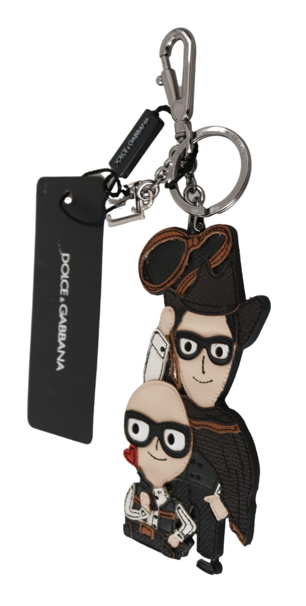 Dolce & Gabbana Chic Leather-Trim Keychain with Brass Accents Dolce & Gabbana