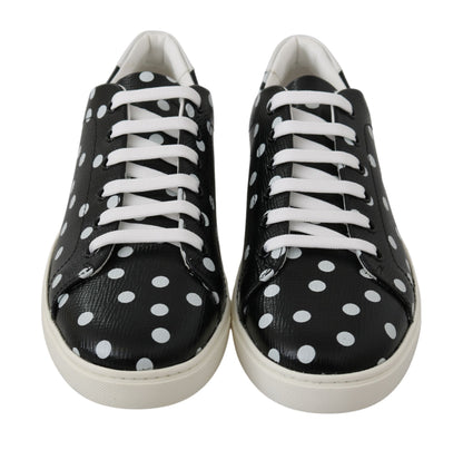 Dolce & Gabbana Black Polka Dotted Leather Sneakers Dolce & Gabbana