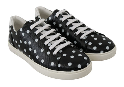 Dolce & Gabbana Black Polka Dotted Leather Sneakers Dolce & Gabbana