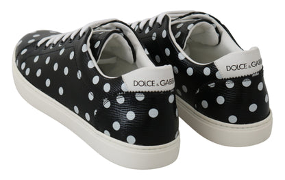 Dolce & Gabbana Black Polka Dotted Leather Sneakers Dolce & Gabbana