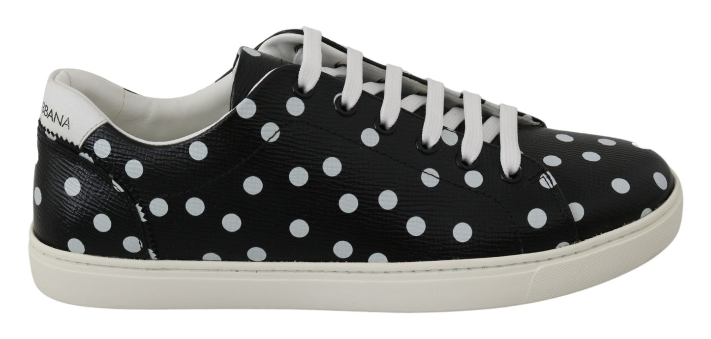 Dolce & Gabbana Black Polka Dotted Leather Sneakers Dolce & Gabbana