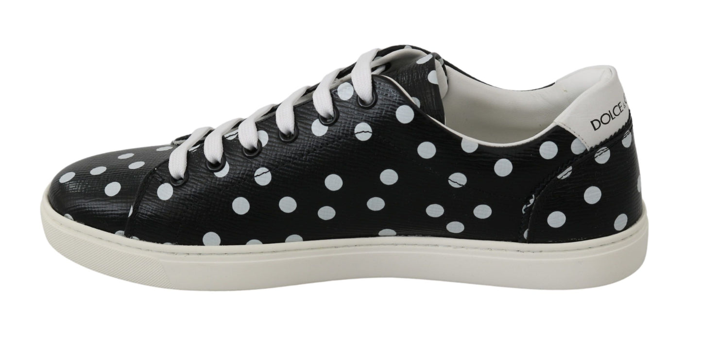 Dolce & Gabbana Black Polka Dotted Leather Sneakers Dolce & Gabbana