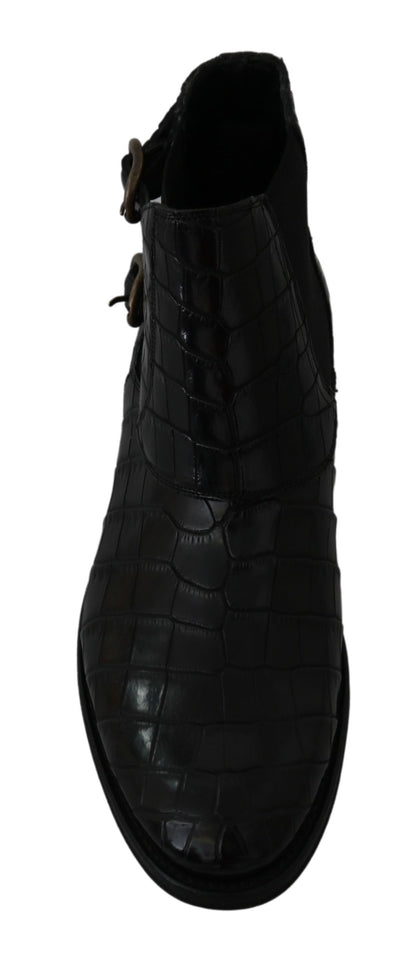 Dolce & Gabbana Elegant Derby Brogue Boots in Exotic Leather Dolce & Gabbana