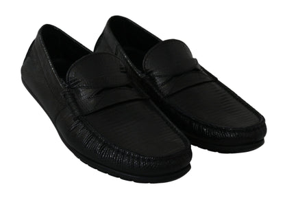 Dolce & Gabbana Exquisite Black Lizard Leather Loafers Dolce & Gabbana