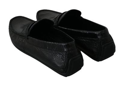 Dolce & Gabbana Exquisite Black Lizard Leather Loafers Dolce & Gabbana