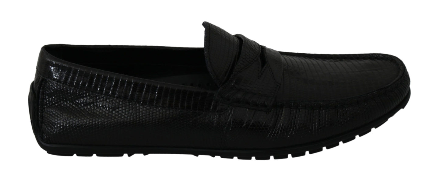 Dolce & Gabbana Exquisite Black Lizard Leather Loafers Dolce & Gabbana