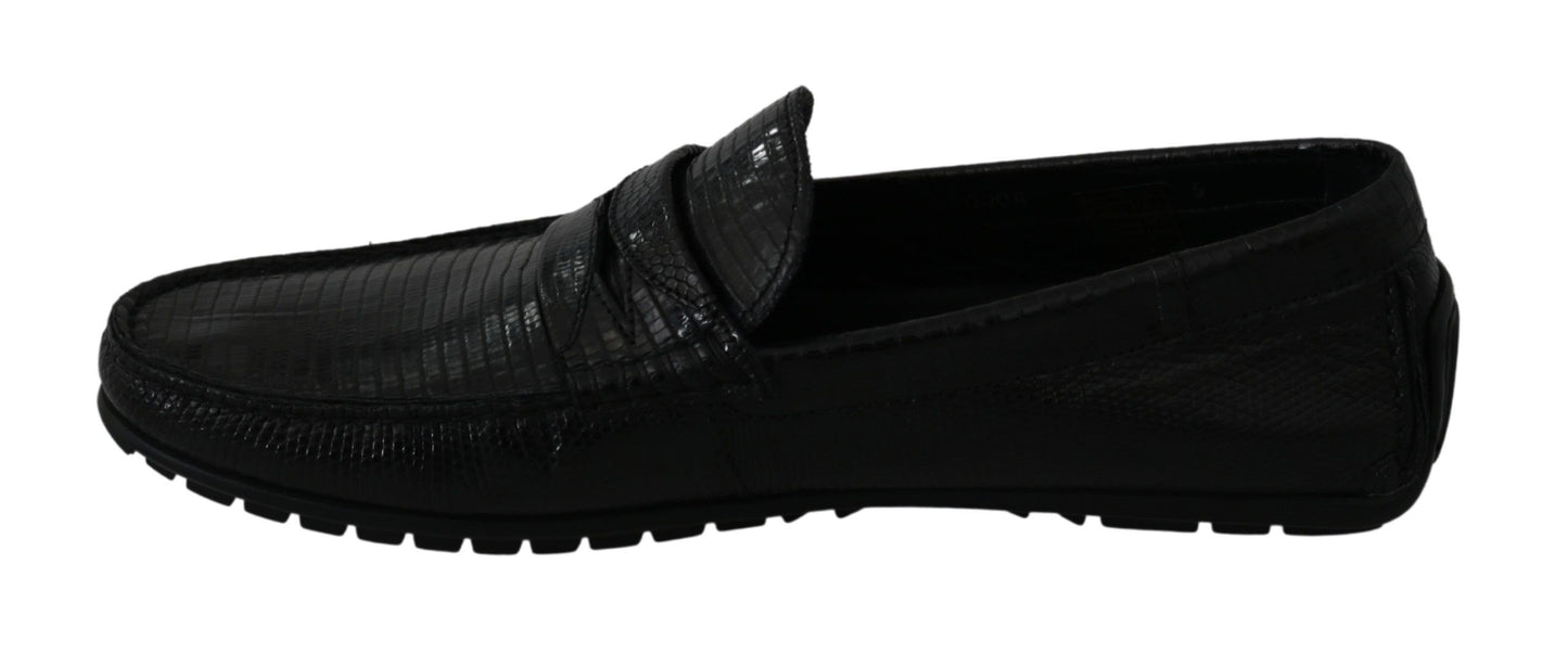 Dolce & Gabbana Exquisite Black Lizard Leather Loafers Dolce & Gabbana