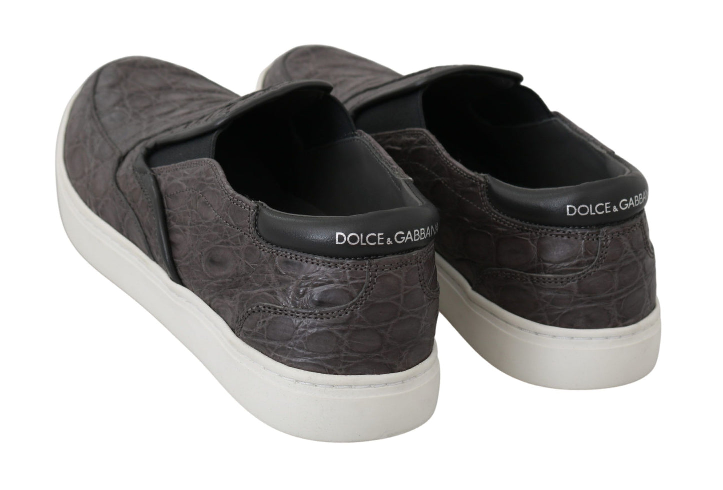 Dolce & Gabbana Elegant Gray Caiman Leather Loafers Dolce & Gabbana