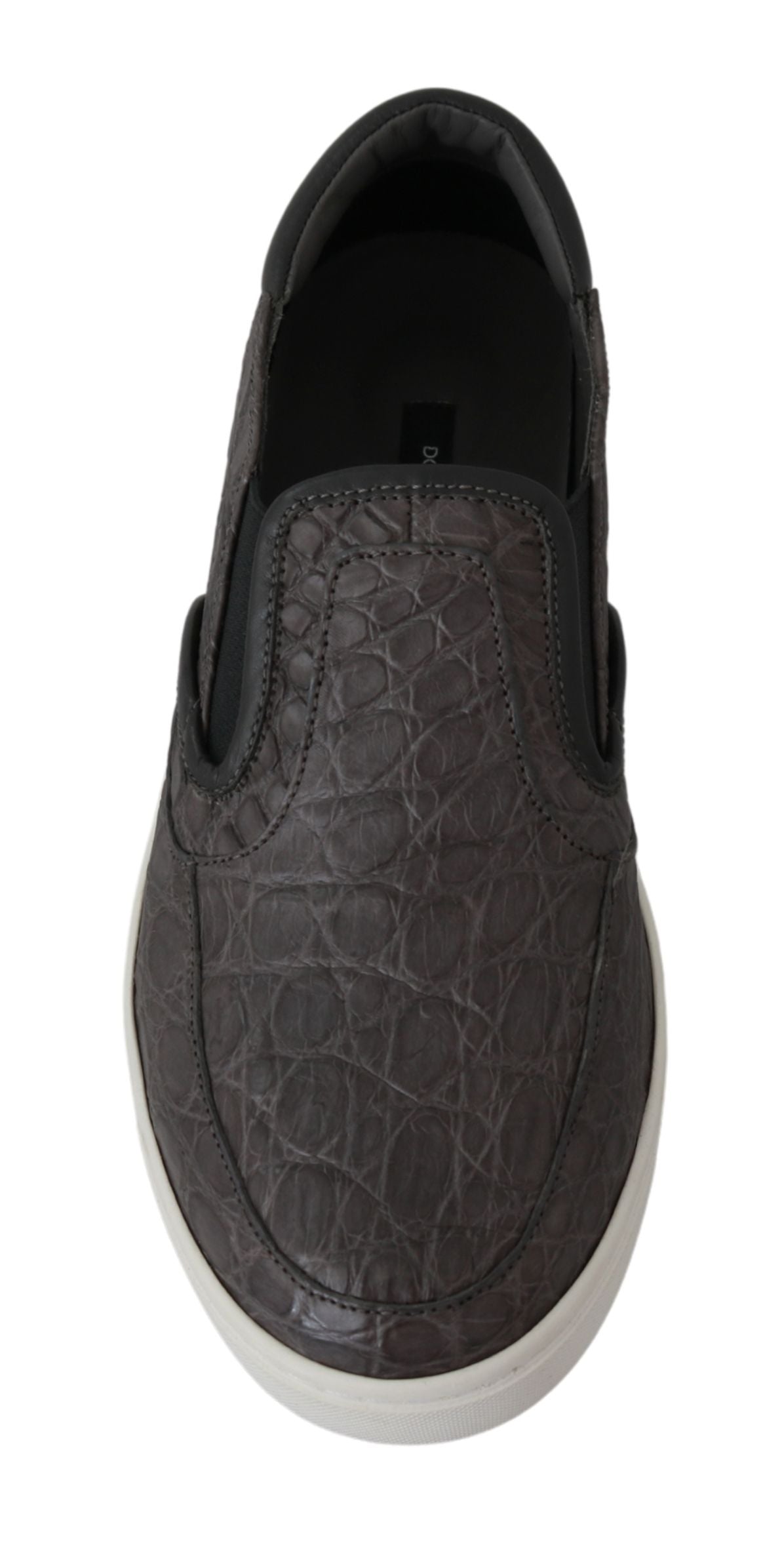 Dolce & Gabbana Elegant Gray Caiman Leather Loafers Dolce & Gabbana