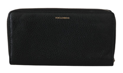 Dolce & Gabbana Elegant Black Leather Zip Continental Wallet Dolce & Gabbana