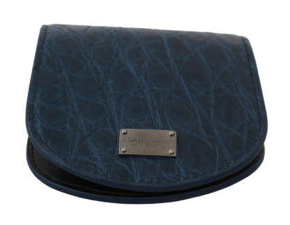 Dolce & Gabbana Elegant Blue Caimano Leather Condom Case Wallet Dolce & Gabbana