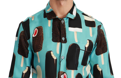 Dolce & Gabbana Exclusive Silk Blend Ice-Cream Print Shirt Dolce & Gabbana