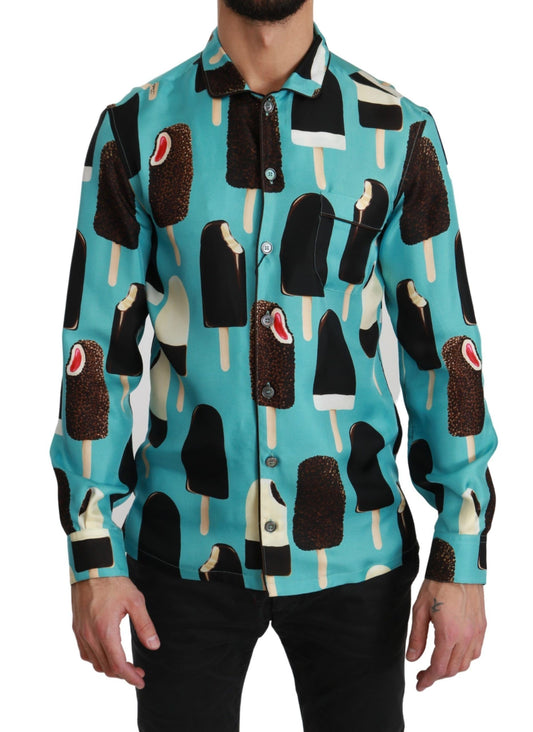 Dolce & Gabbana Exclusive Silk Blend Ice-Cream Print Shirt Dolce & Gabbana