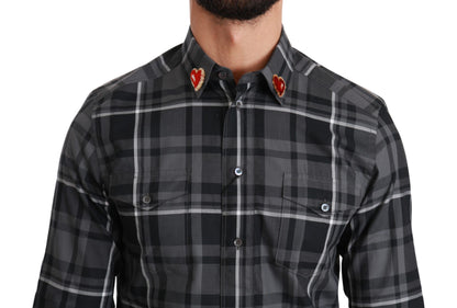 Dolce & Gabbana Elegant Gray Checkered Martini Dress Shirt Dolce & Gabbana