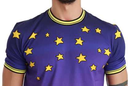 Dolce & Gabbana Purple Cotton Round Neck T-Shirt with Pig Motif Dolce & Gabbana