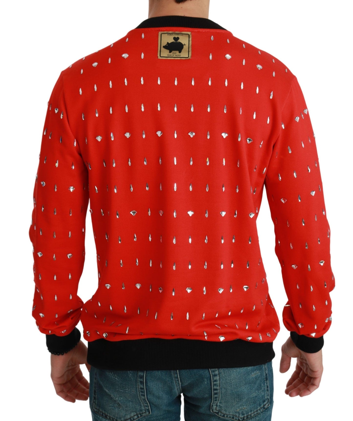 Dolce & Gabbana Elegant Red Crystal-Embellished Pullover Sweater Dolce & Gabbana