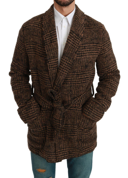 Dolce & Gabbana Elegant Brown Alpaca Blend Belted Cape Jacket Dolce & Gabbana