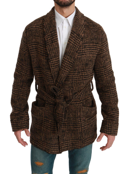 Dolce & Gabbana Elegant Brown Alpaca Blend Belted Cape Jacket Dolce & Gabbana