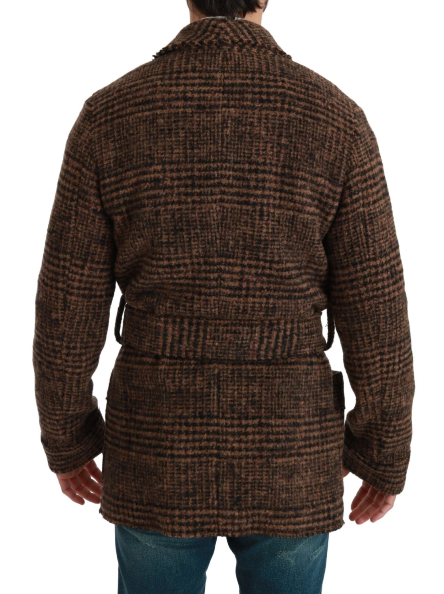 Dolce & Gabbana Elegant Brown Alpaca Blend Belted Cape Jacket Dolce & Gabbana