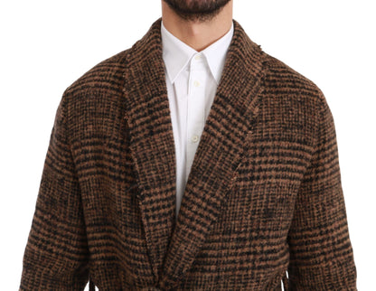 Dolce & Gabbana Elegant Brown Alpaca Blend Belted Cape Jacket Dolce & Gabbana