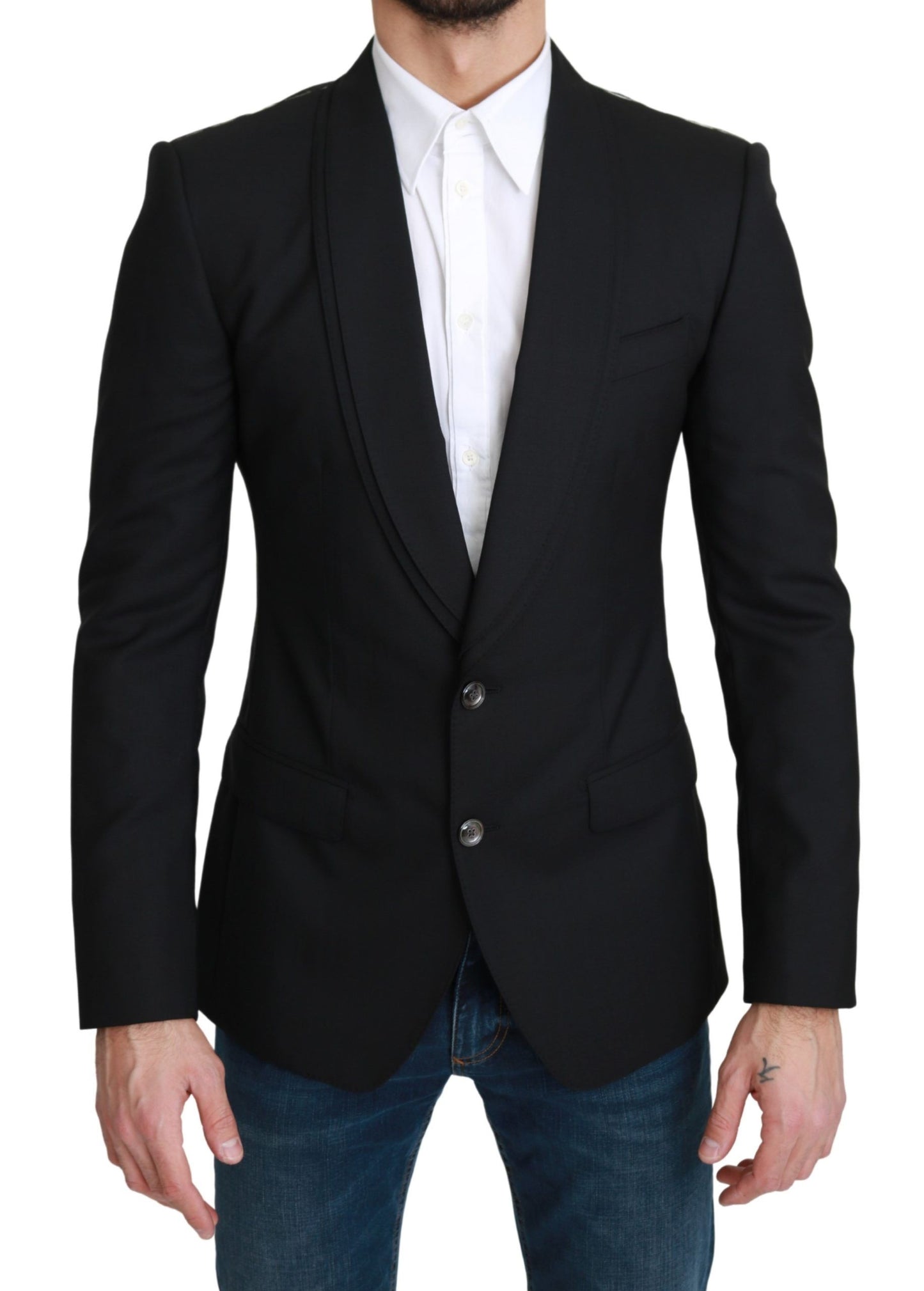 Dolce & Gabbana Elegant Black Virgin Wool Formal Blazer Dolce & Gabbana