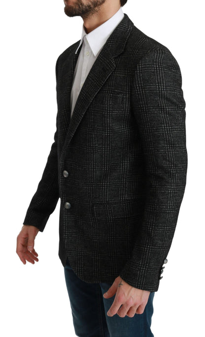 Dolce & Gabbana Elegant Gray Plaid Slim Fit Blazer Dolce & Gabbana