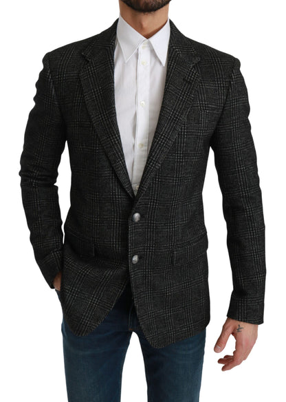 Dolce & Gabbana Elegant Gray Plaid Slim Fit Blazer Dolce & Gabbana