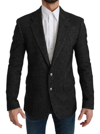 Dolce & Gabbana Elegant Gray Plaid Slim Fit Blazer Dolce & Gabbana