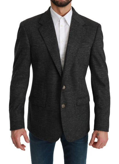 Dolce & Gabbana Elegant Gray Plaid Virgin Wool Blazer Dolce & Gabbana