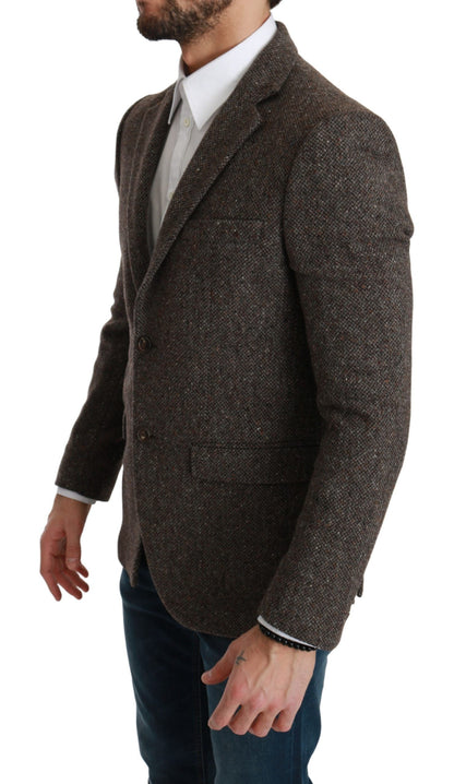 Dolce & Gabbana Elegant Brown Slim Fit Wool Blend Blazer Dolce & Gabbana