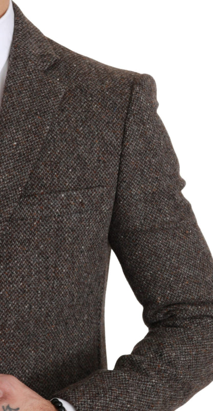 Dolce & Gabbana Elegant Brown Slim Fit Wool Blend Blazer Dolce & Gabbana