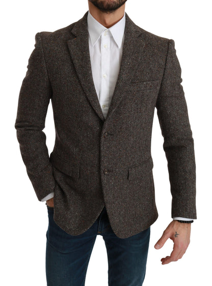 Dolce & Gabbana Elegant Brown Slim Fit Wool Blend Blazer Dolce & Gabbana