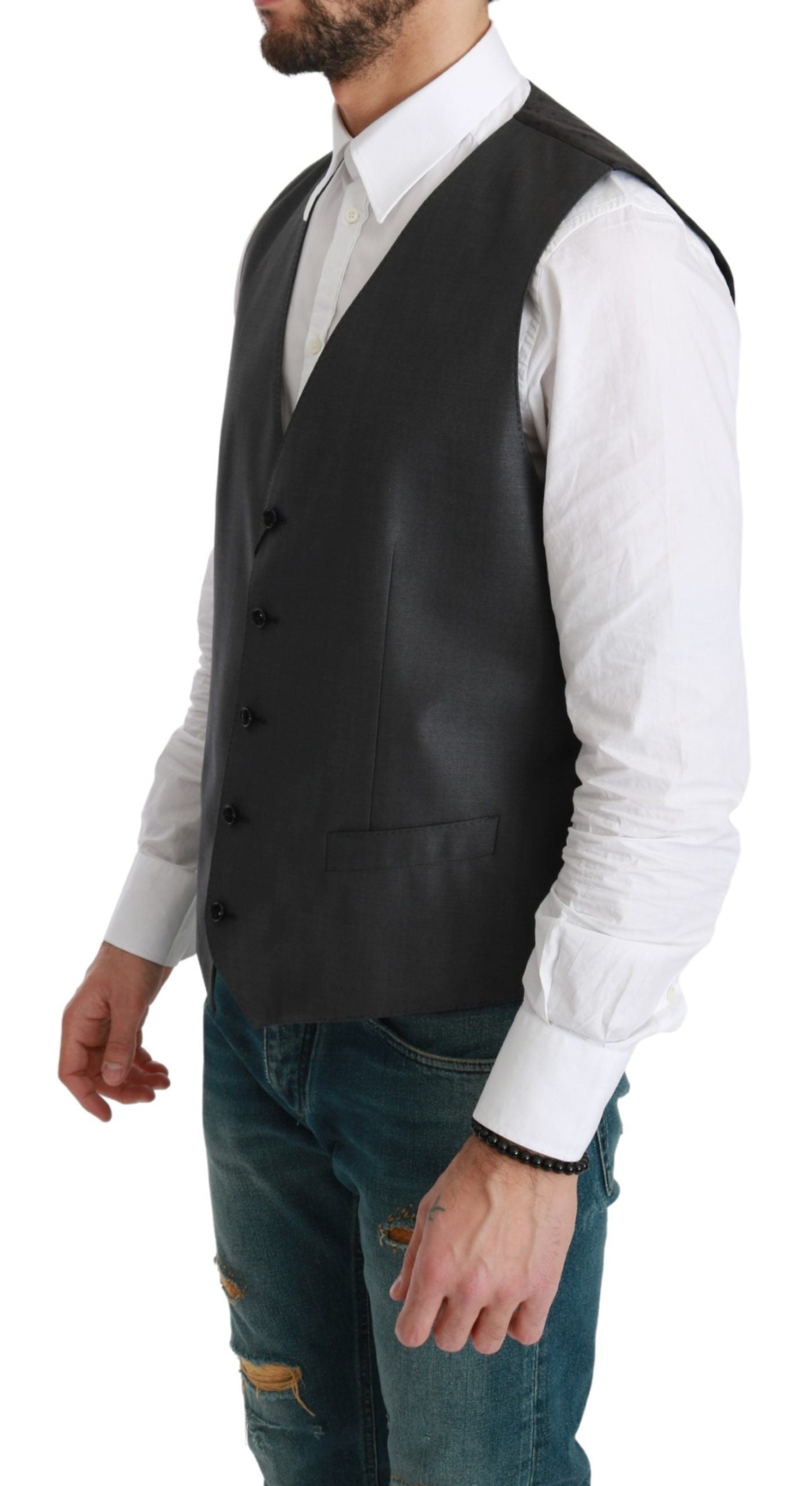 Dolce & Gabbana Elegant Gray Wool Blend Dress Vest Dolce & Gabbana