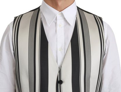 Dolce & Gabbana Stripe Cotton Silk Dress Vest Dolce & Gabbana