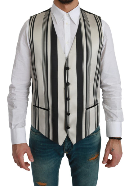 Dolce & Gabbana Stripe Cotton Silk Dress Vest Dolce & Gabbana