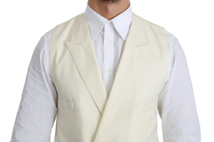 Dolce & Gabbana Elegant Cream Wool Dress Vest Dolce & Gabbana