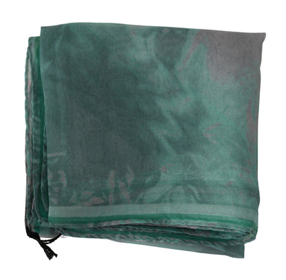 Costume National Elegant Silk Green Printed Scarf Costume National