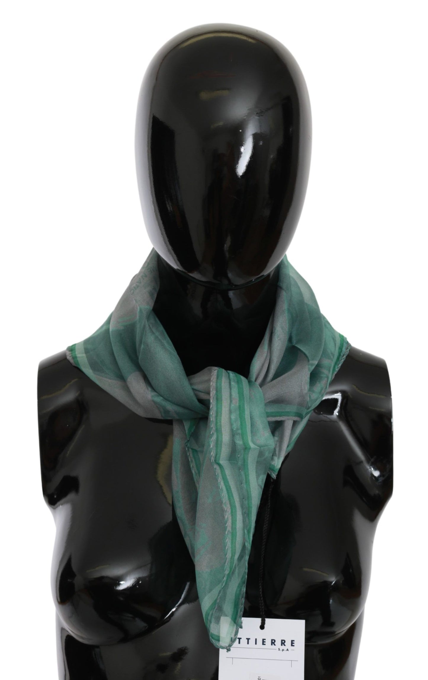 Costume National Elegant Silk Green Printed Scarf Costume National