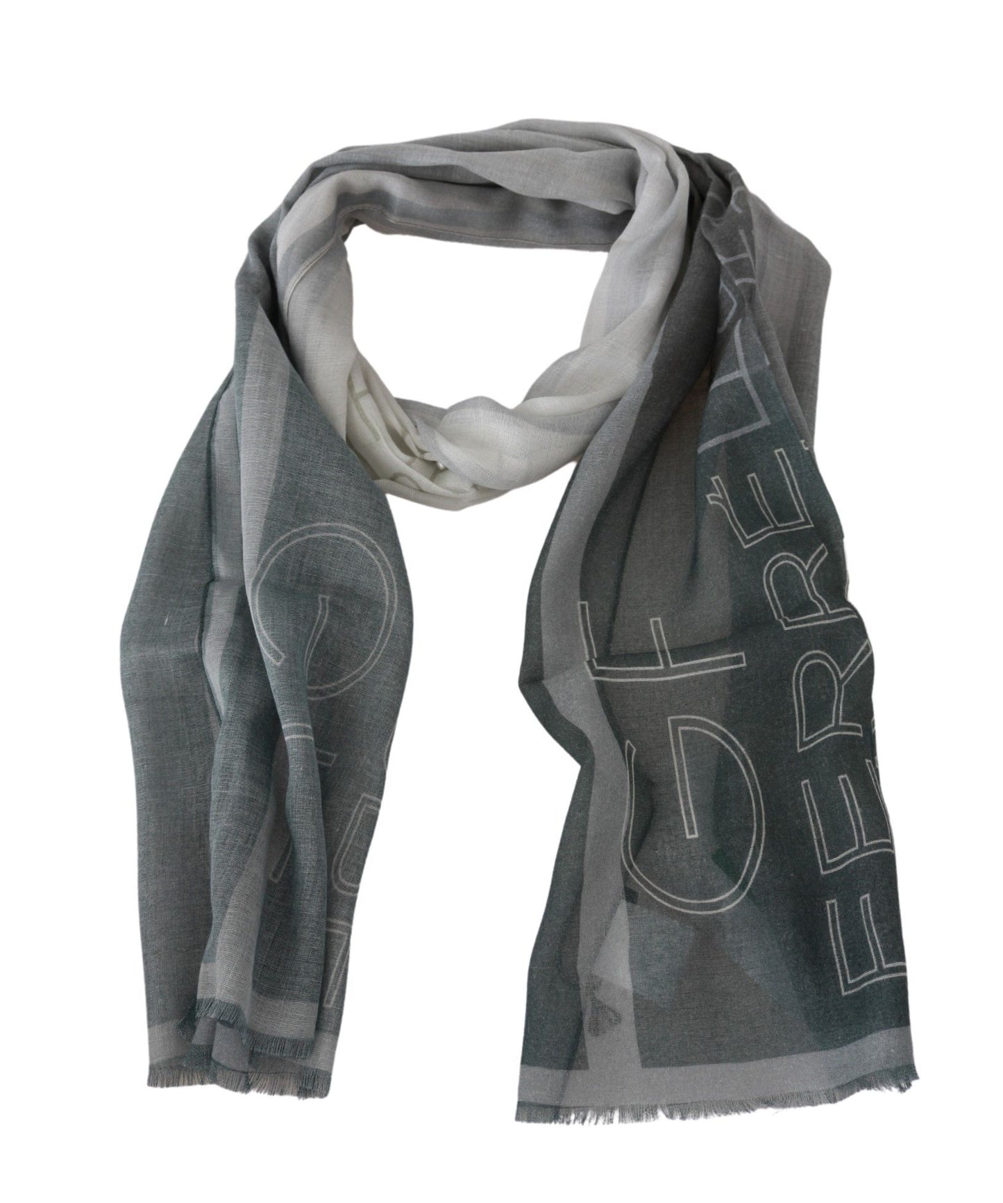 GF Ferre Elegant Blue Gray Patterned Scarf GF Ferre