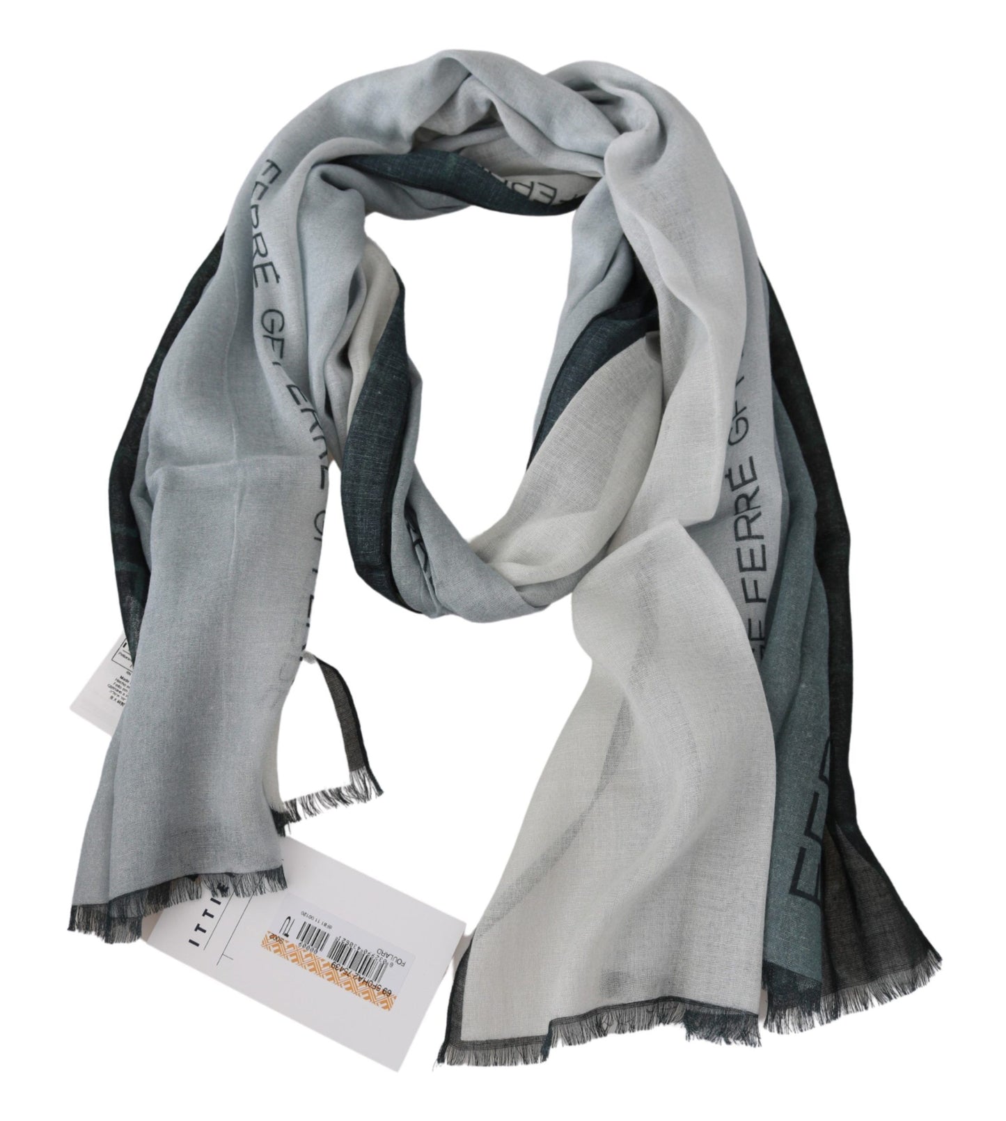 Costume National Elegant Blue Gray Wool Blend Scarf Costume National