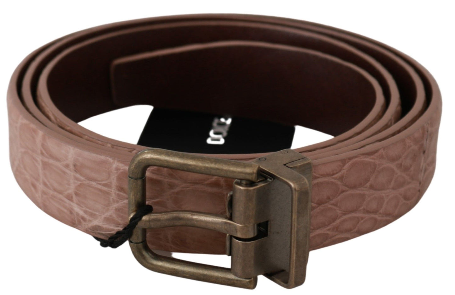 Dolce & Gabbana Elegant Exotic Skin Brushed Gold Buckle Belt Dolce & Gabbana